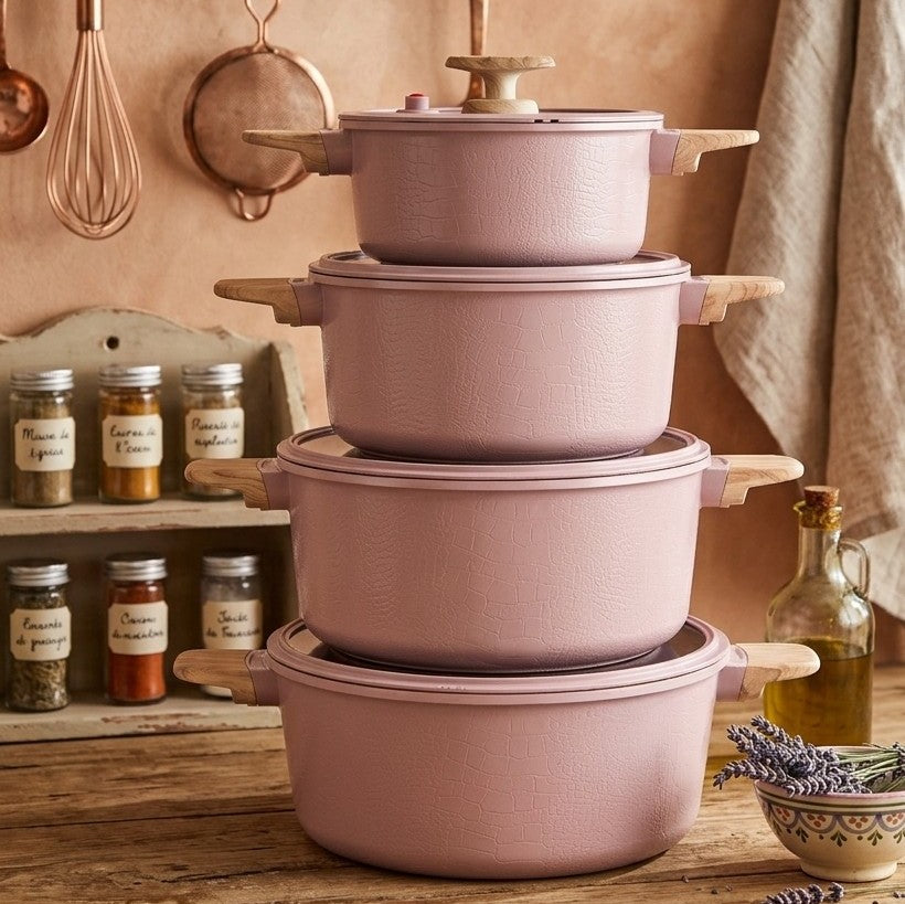 Crocodile Series 10pcs Die Cast Marble Ceramic Cookware Set