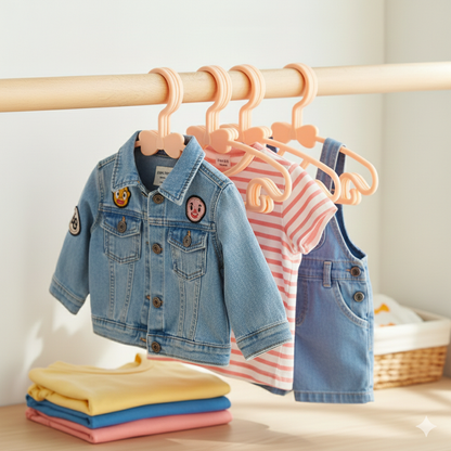 Set of 20 kids hangers in pink and blue, child-friendly and durable for baby and kids’ wardrobes