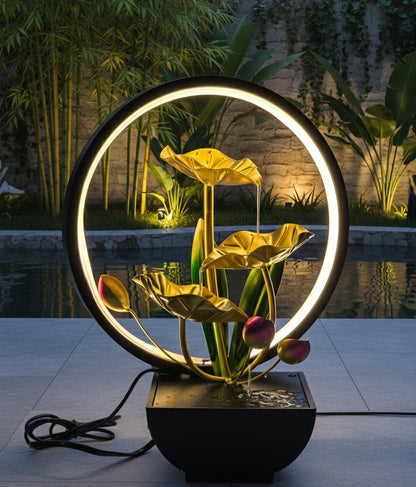 LED Tabletop Water Fountain Table Lamp