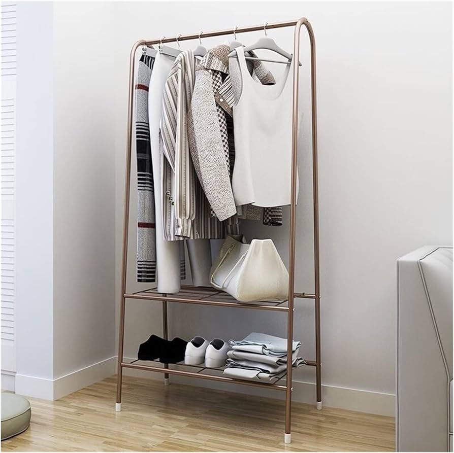 Steel two tier clothes rack for organizing and hanging garments