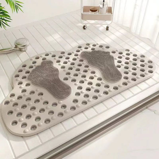 Cloud-shaped anti-slip bathroom mat, 48×78cm, available in beige, blue, pink, grey, and green