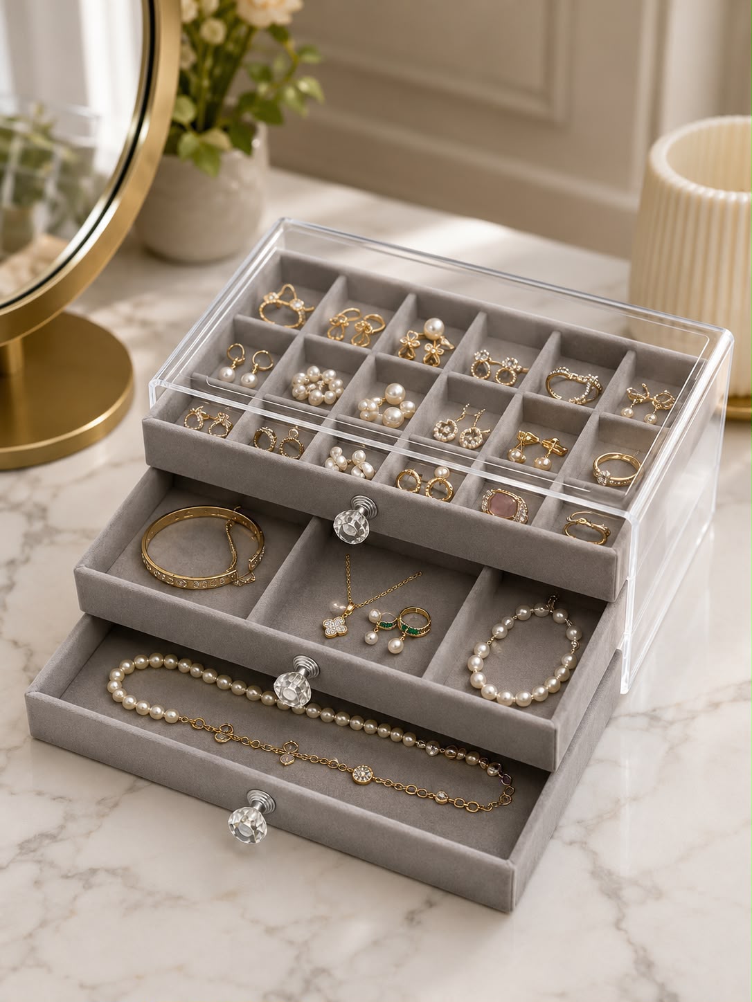 3-Layer Flannel Jewelry Box Drawer