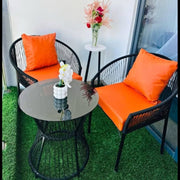 3-piece outdoor bistro set with two chairs, one table, and cushioned seating for patios, balconies, and gardens.**