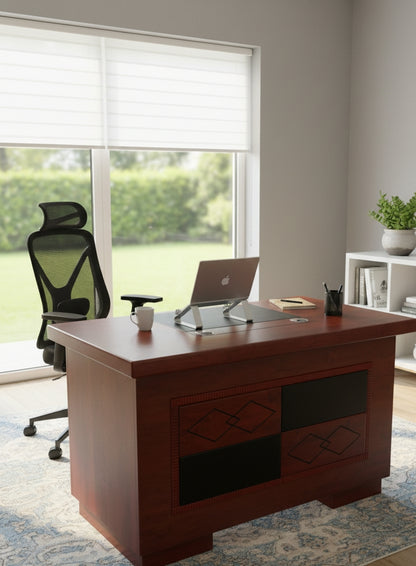 Executive office desk measuring 1.2m by 0.6m.