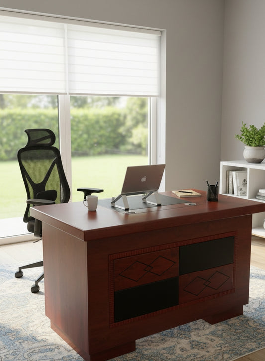 Executive office desk measuring 1.2m by 0.6m.