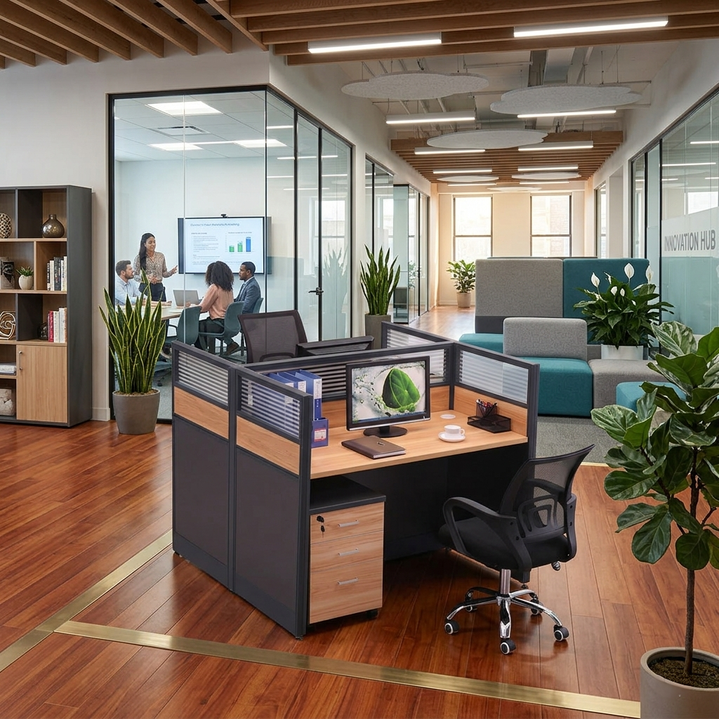2-Way workstation desk designed for two users in an office or study space