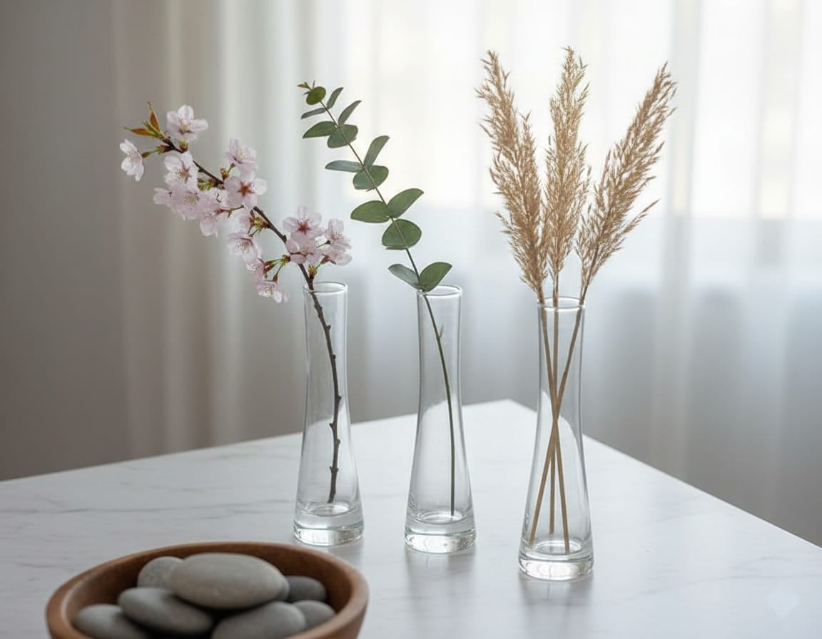 3Pcs Slim Neck Glass Vase Set