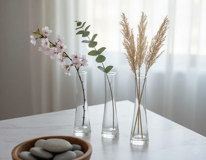 3Pcs Slim Neck Glass Vase Set