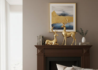 Gold Electroplated Resin Deer Set