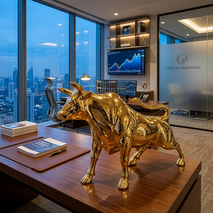 Resin Golden Charging Bull Sculpture