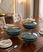 3 Piece 3.5L food warmer serving bowl set for elegant meal presentation and keeping food warm