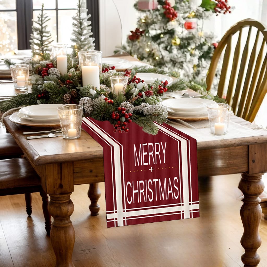 Christmas Linen Table Runner