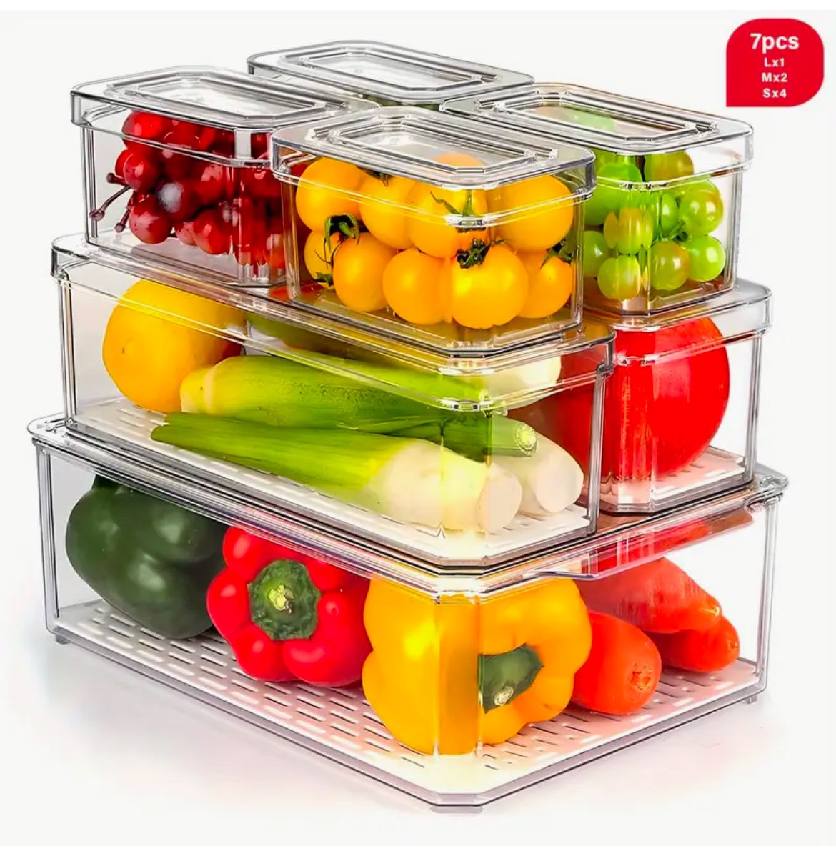 7 Piece Acrylic Stackable Fridge Organiser Set