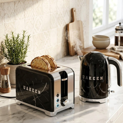 2 Slice Toaster and 2L Electric Kettle Set Stainless Steel