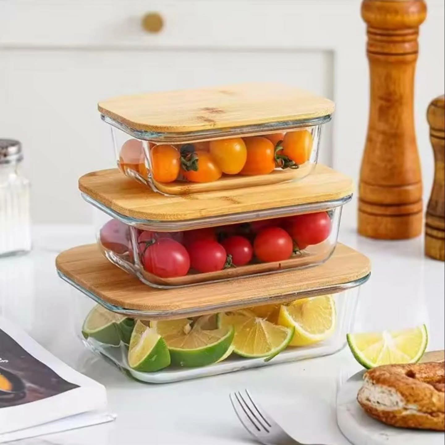 3in1  Snack Storage Box Set wooden