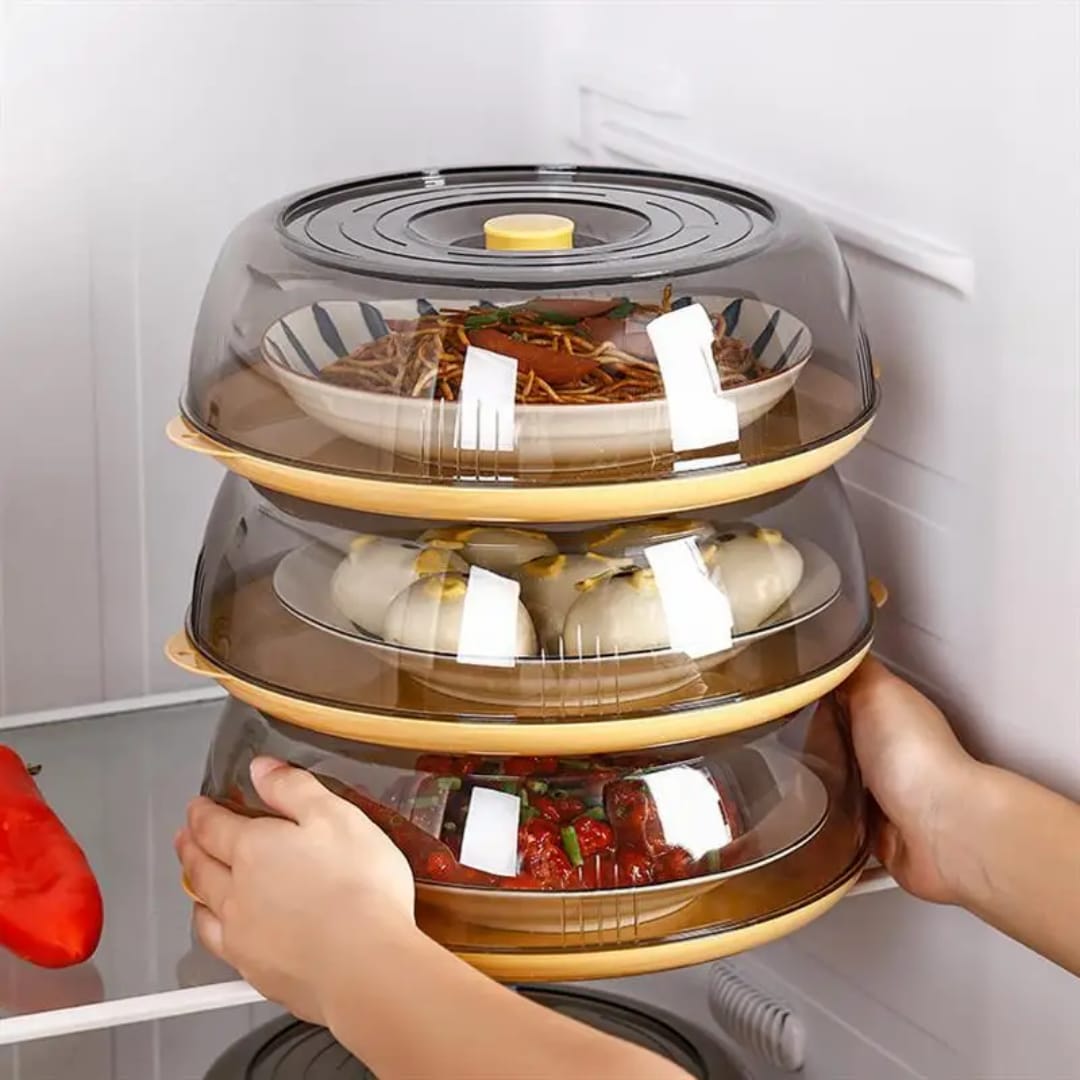 Clear Acrylic Microwavable Food Cover With Base Dish