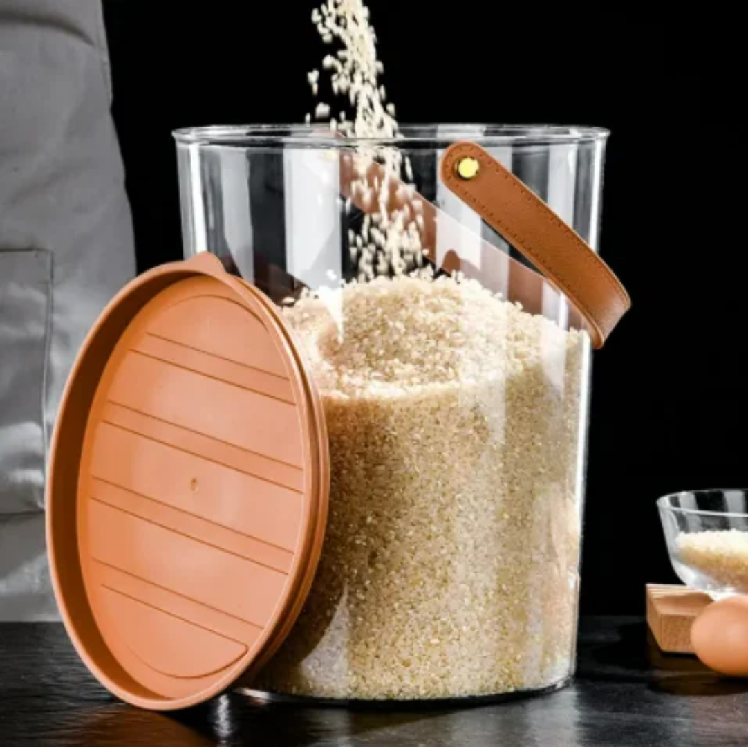 7L Storage Bucket With Leather Handle