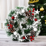 Snowy Christmas Wreath With Pine Cones And Berries