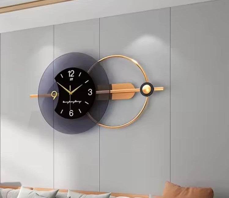 Large metallic light luxury wall clock with rectangular design and square dial