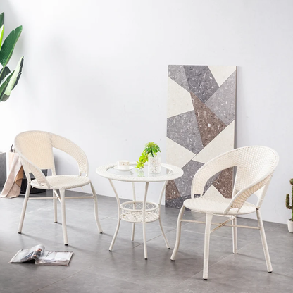 Unique White Cane 2-Chair & 1-Table Set
