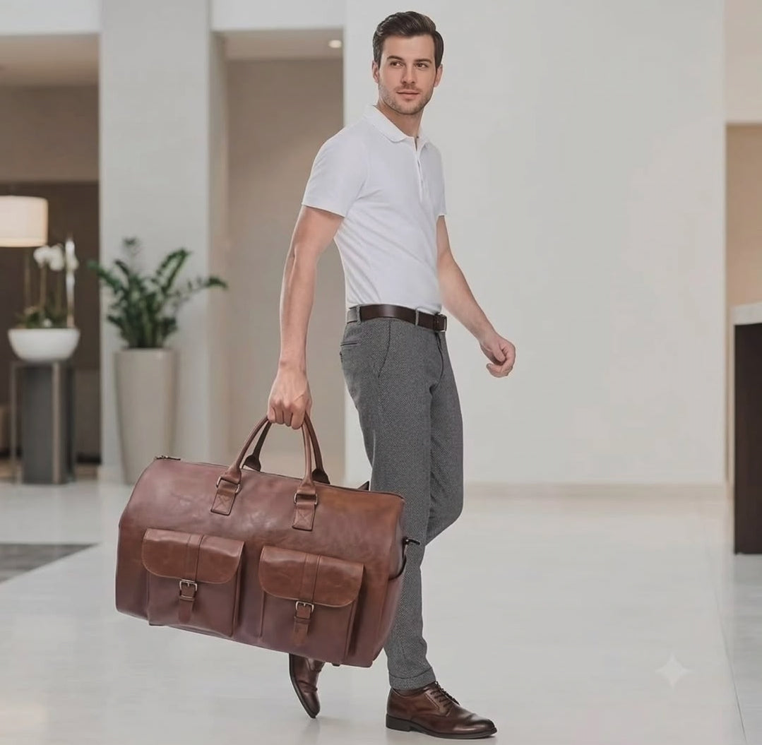 2-in-1 Convertible Garment Duffel Bag – Carry On Travel Bag for Suits, Dresses, Business Trips, Weddings, and Vacations Available in Black and Classic Brown