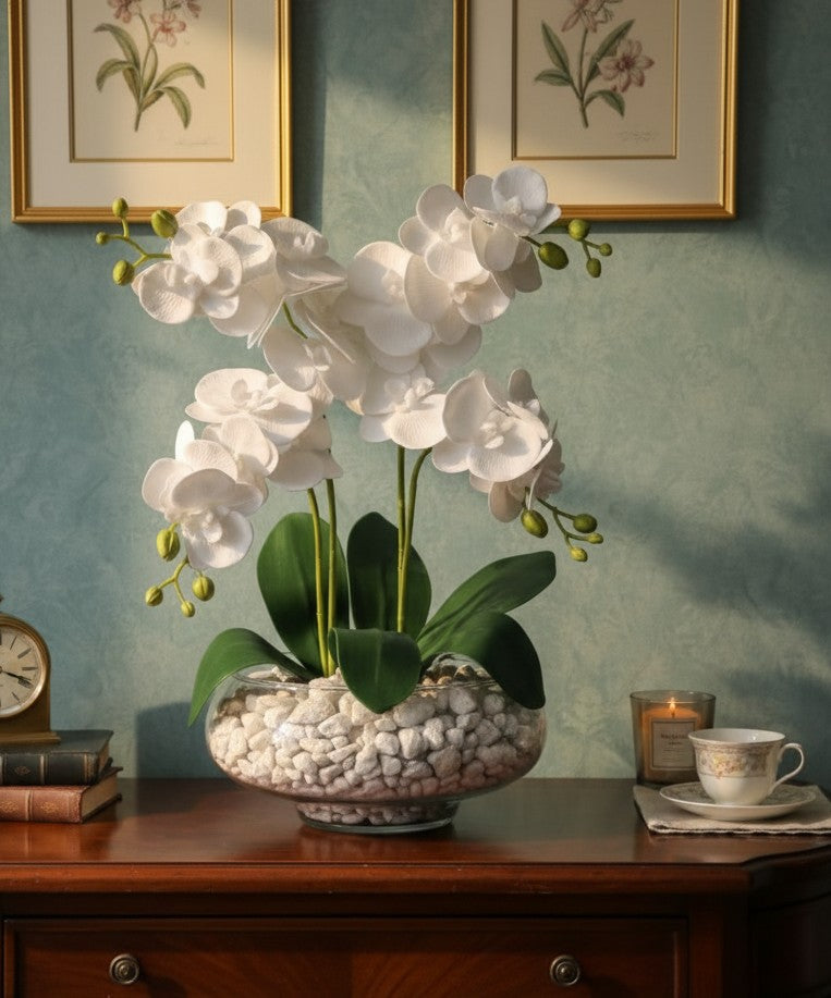 Glass Vase with Orchid Flowers
