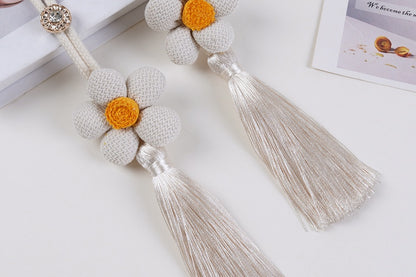 Curtain Tiebacks with Knitted Small Fruit Ornaments Pair