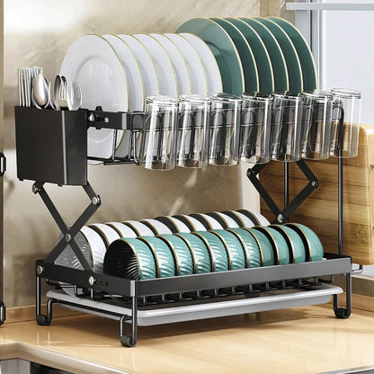 2 Tier Foldable Dish Drying Rack