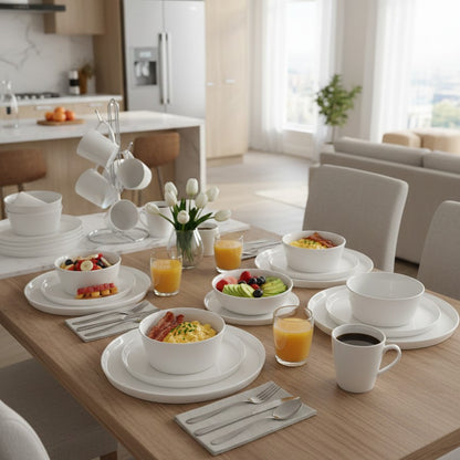 24pcs Plain White Dinner Set