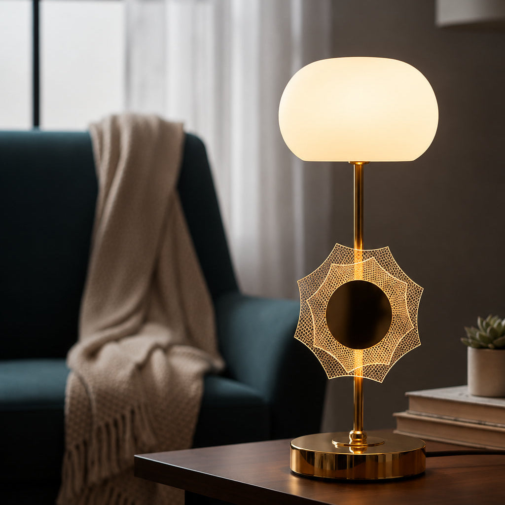15 × 15 × 34cm Decorative Table Lamp with White Glass Shade