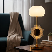 15 × 15 × 34cm Decorative Table Lamp with White Glass Shade