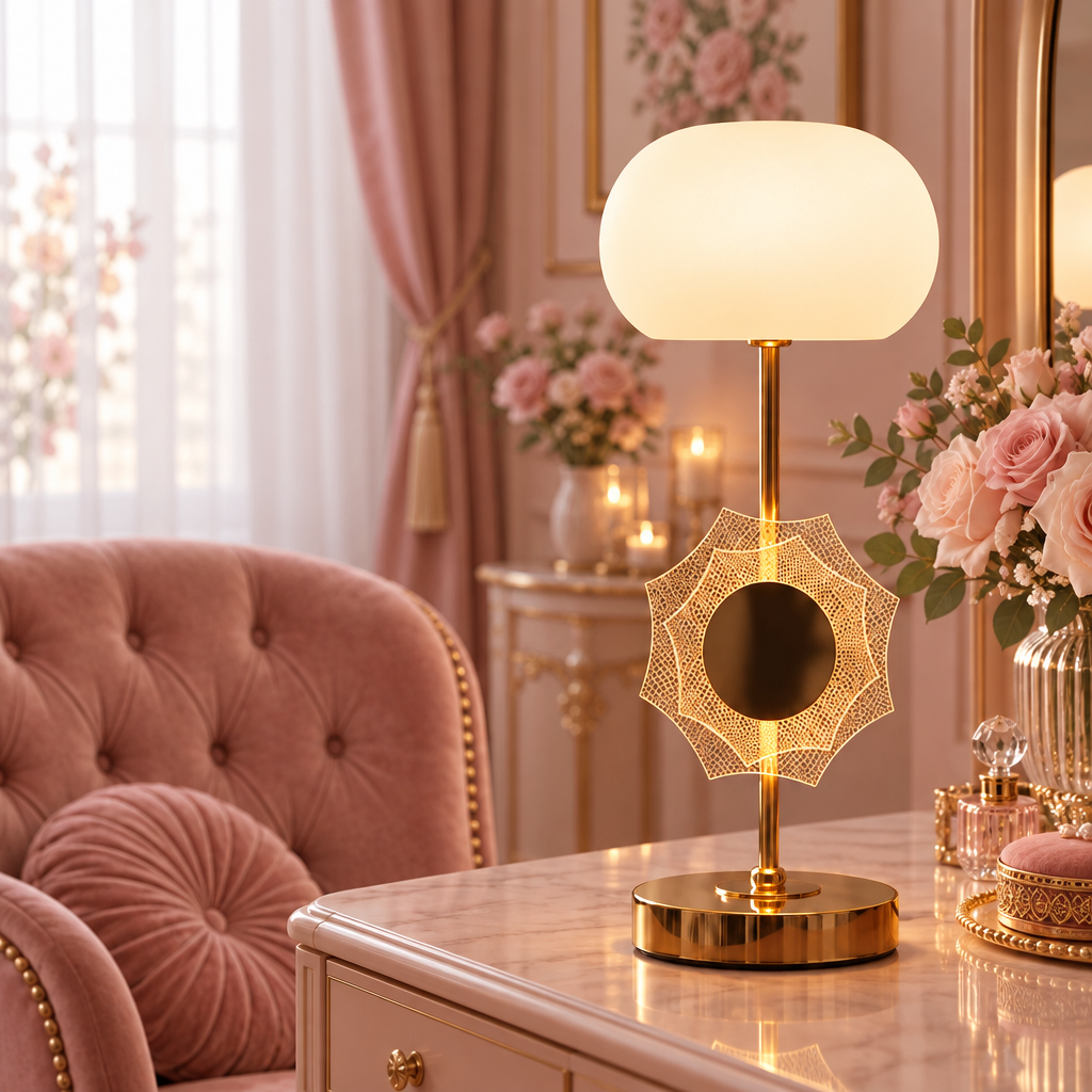 15 × 15 × 34cm Decorative Table Lamp with White Glass Shade