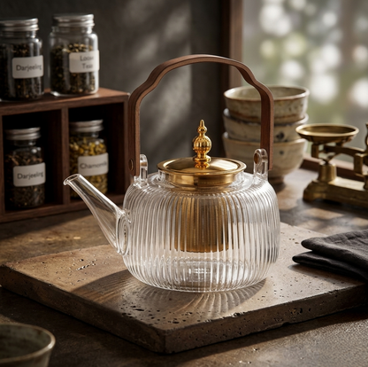 High borosilicate glass infuser kettle 1350ml for brewing and serving tea