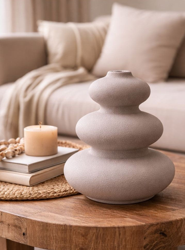 Stone petal decorative vase measuring 26 by 20 cm