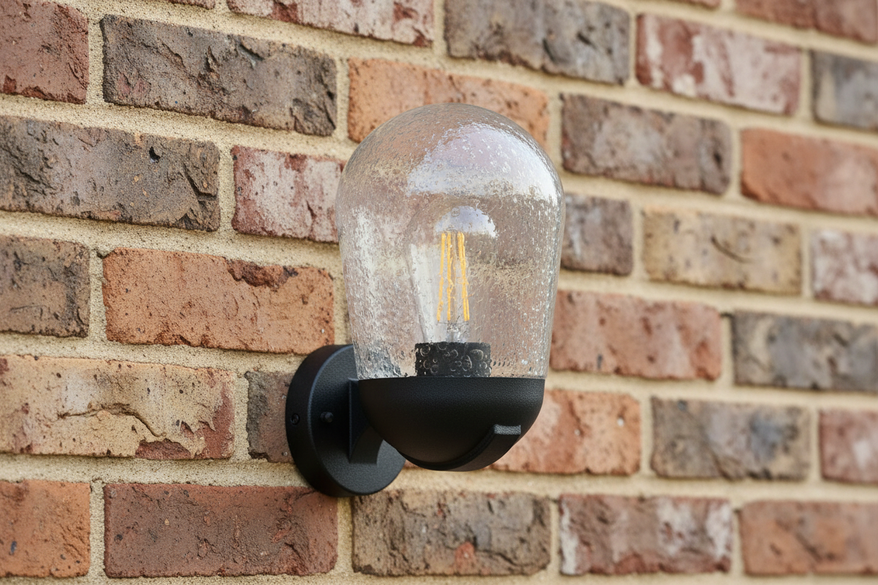 Aluminum Gate E27 Bulb Stand With Clear Speckled Glass-LL 504A-BK