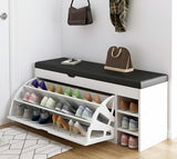 Bucket Flip Shoe Cabinet with Cushioned Seat