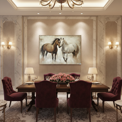 Oil Horses Painting with Frame (150 × 100 × 3.5 cm) PPAINT321