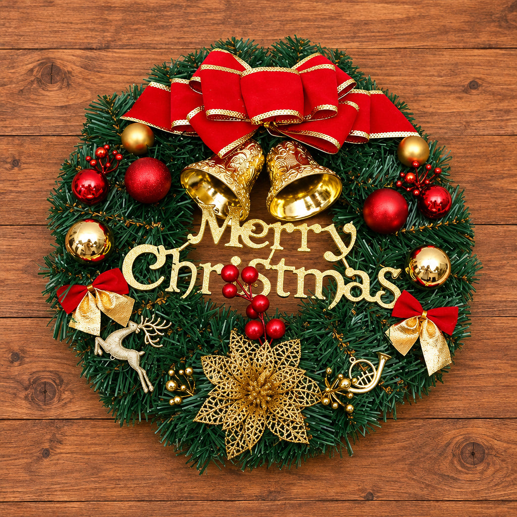 30cm Christmas Front Door Wreath Hanging Decoration
