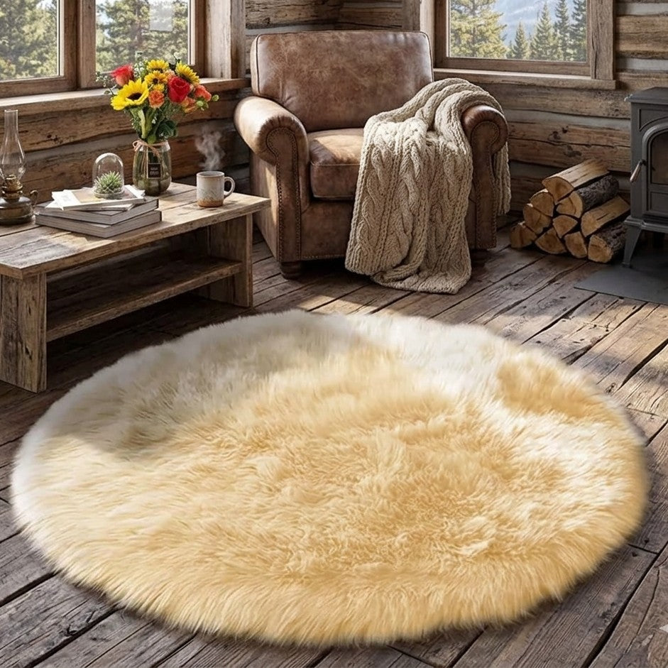 Soft fluffy shaggy bedside carpet measuring 100cm for cozy bedroom and home décor. 