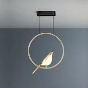 Modern LED chandelier with nature-inspired bird design for living room