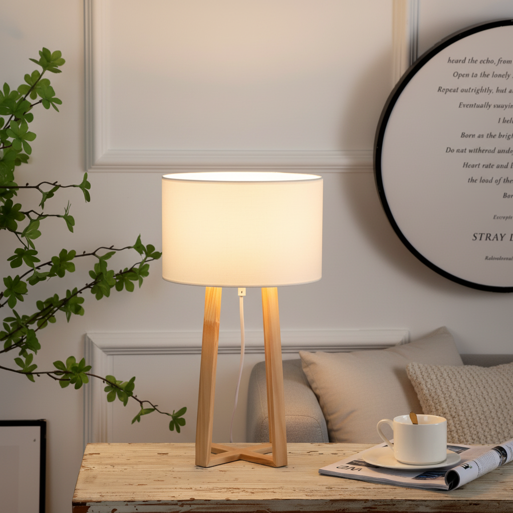Wooden Tripod Table Lamp