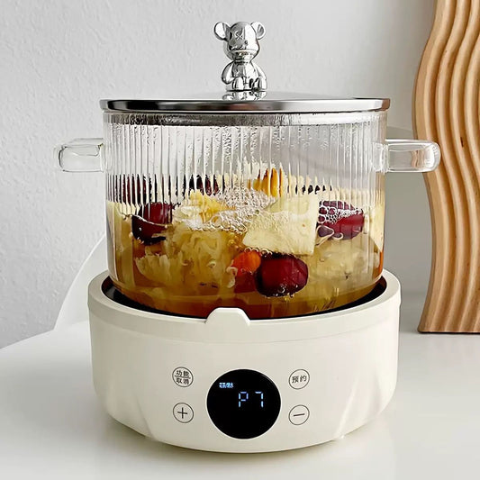 Transparent 3 litre borosilicate glass cooking pot