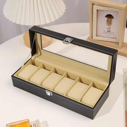 6 Slot Leather Watch Organizer with Lock