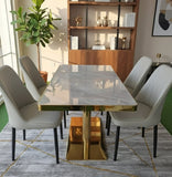 Four Seater Dining Table Set with Microfibre Chairs