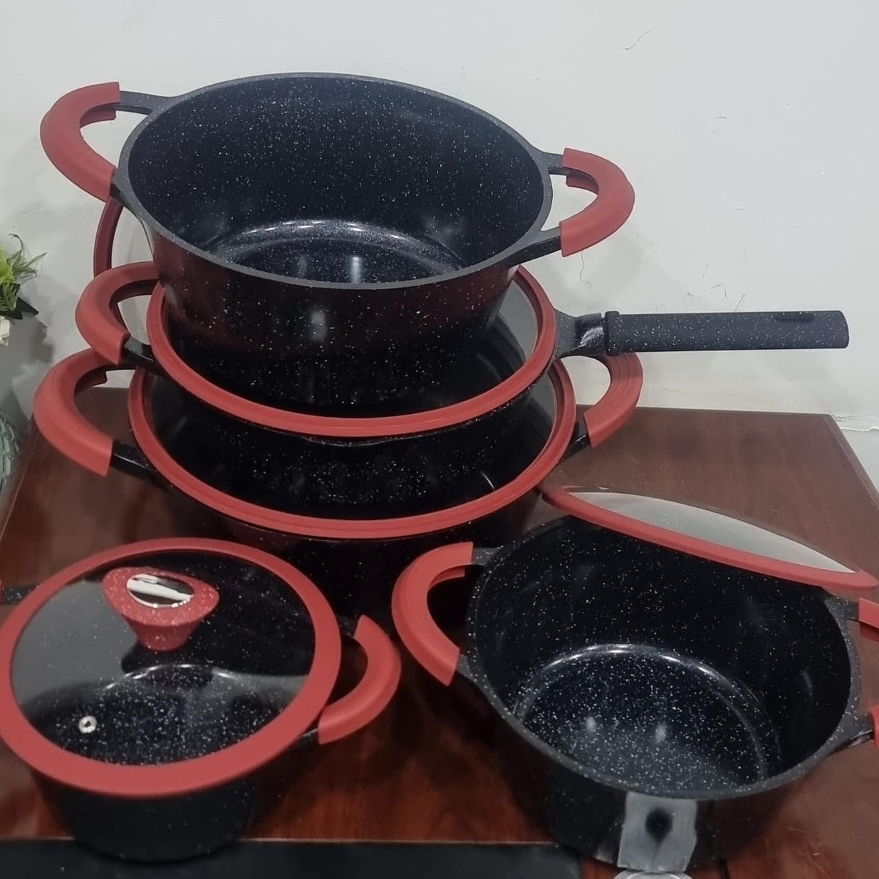 10Pc Granite Cook and Serve Cookware Set LRY 10