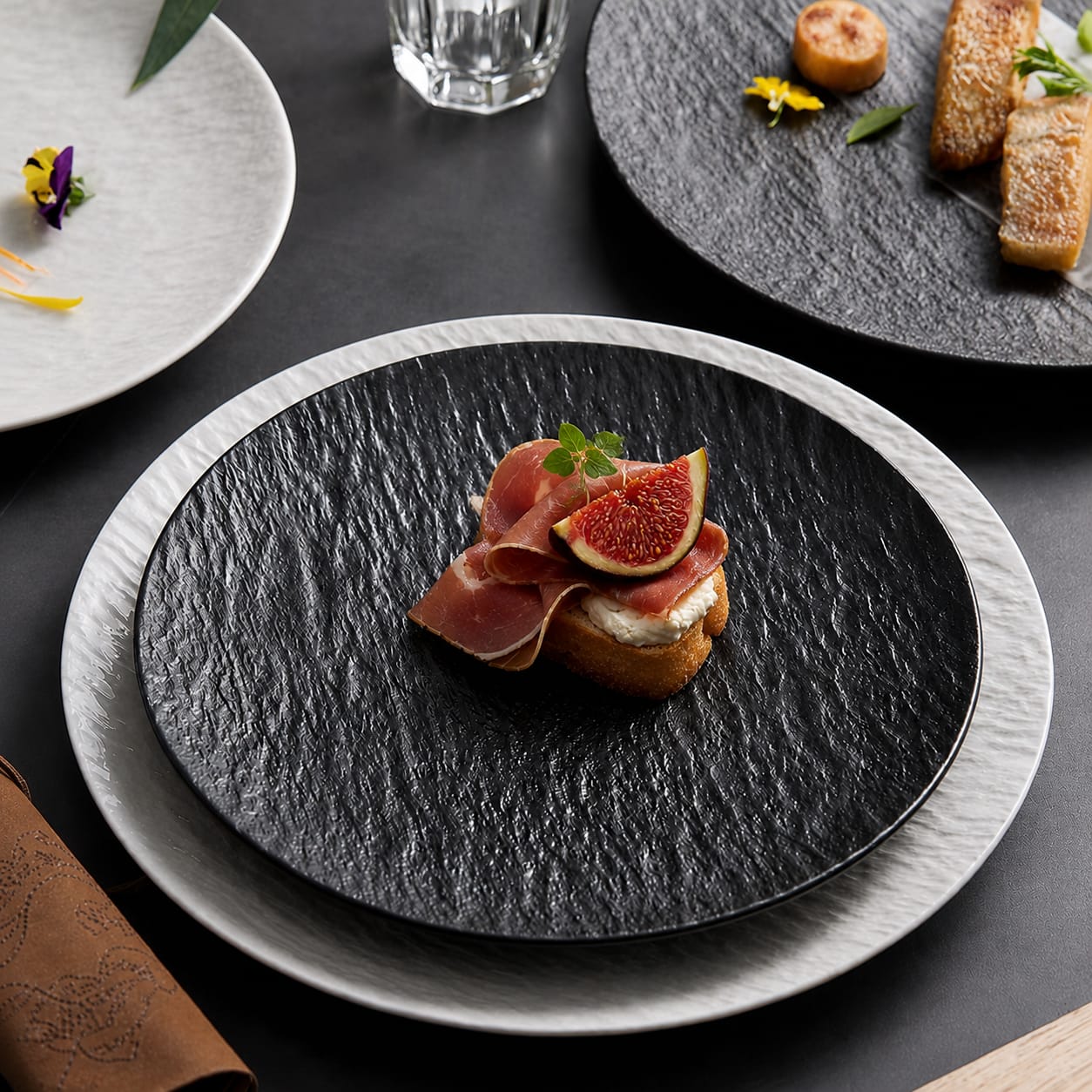 Rock Stone Texture Ceramic Steak Plate 10 Inch