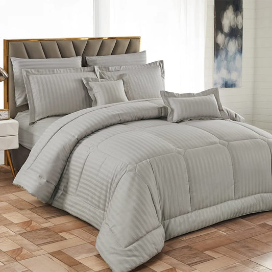 Extra king size cotton striped duvet set with matching bedsheet and pillowcases