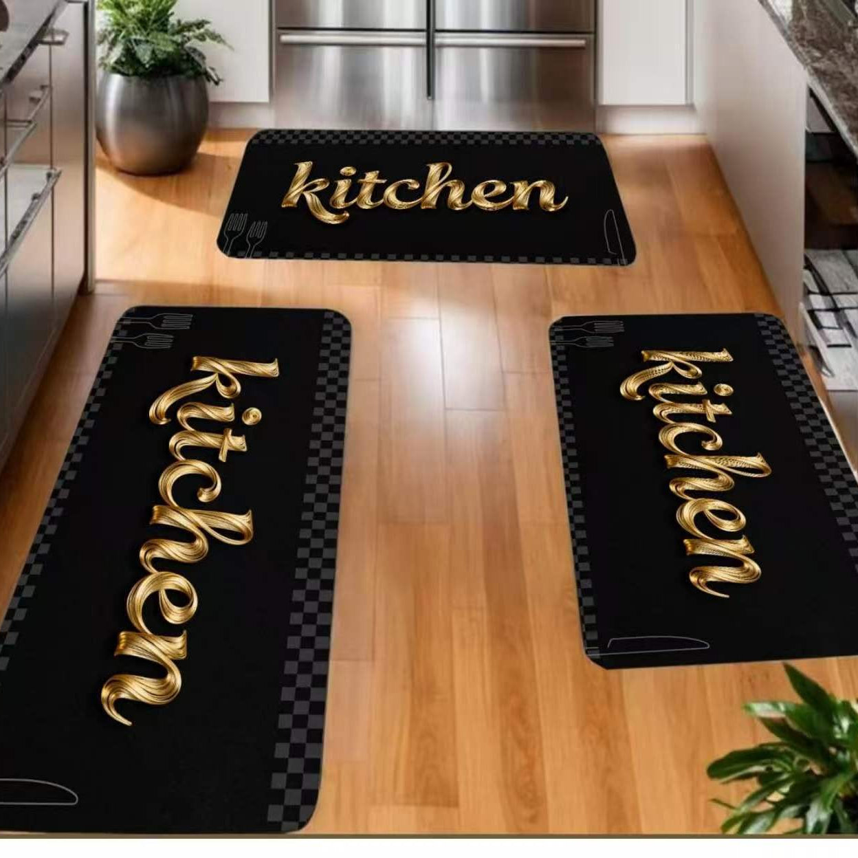 3 Piece Rubber Kitchen Mat Set