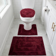 3Pc Toilet Mat Set with Non Slip Rubber Backing