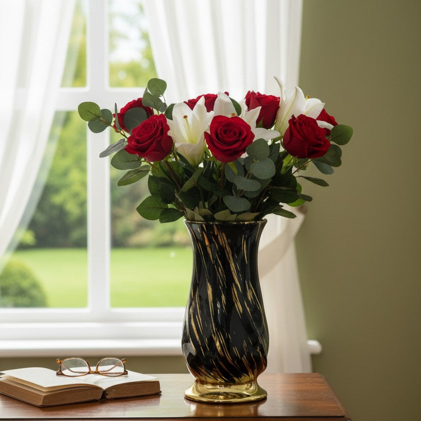 Marble ceramic tabletop flower vase